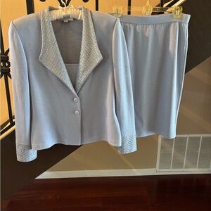 St. John Evening Shimmering Blue/Silver Ensemble